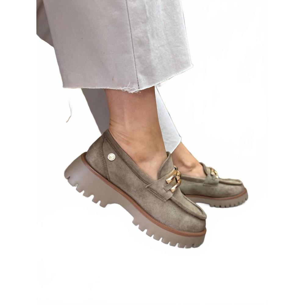 NEW XTI women's 144459 round toe loafer shoes in beige